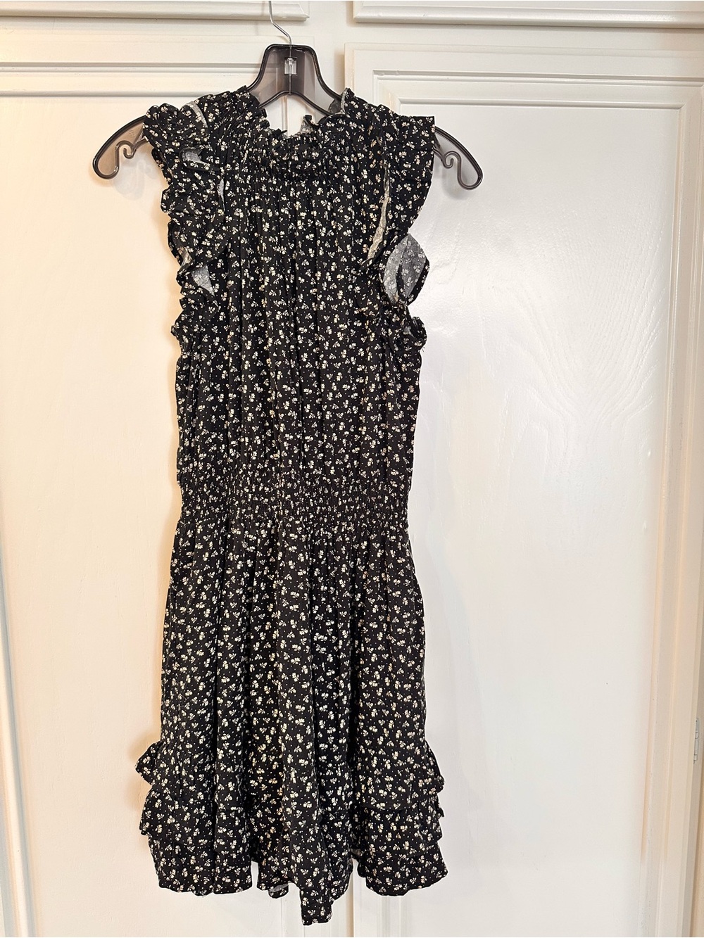 Black ditzy print Ruffle Dress size S Gibson look brand - Picture 1 of 6